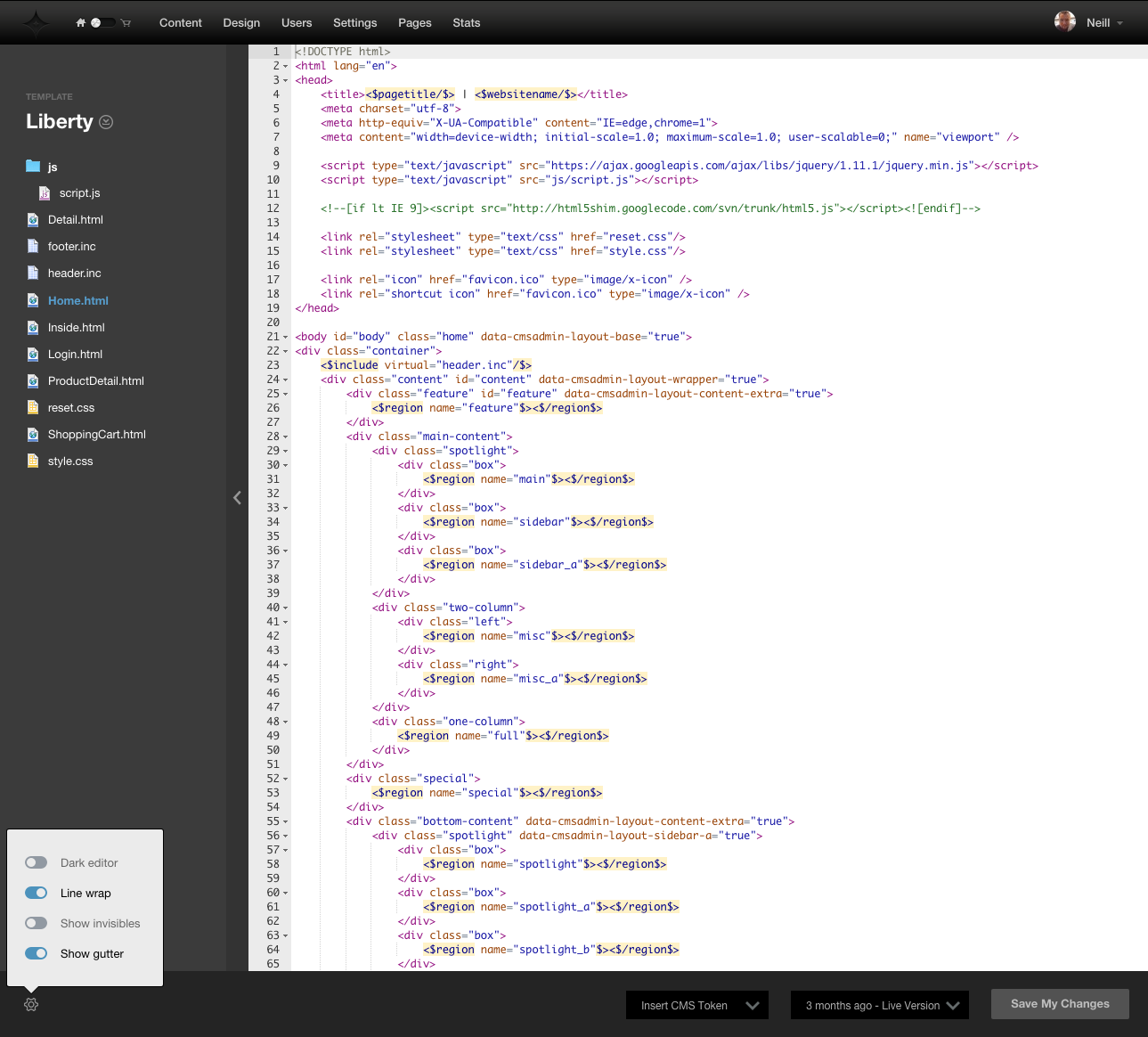 LightCMS Source Editor